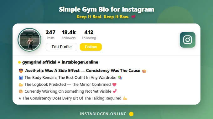 Simple Gym Bio for Instagram